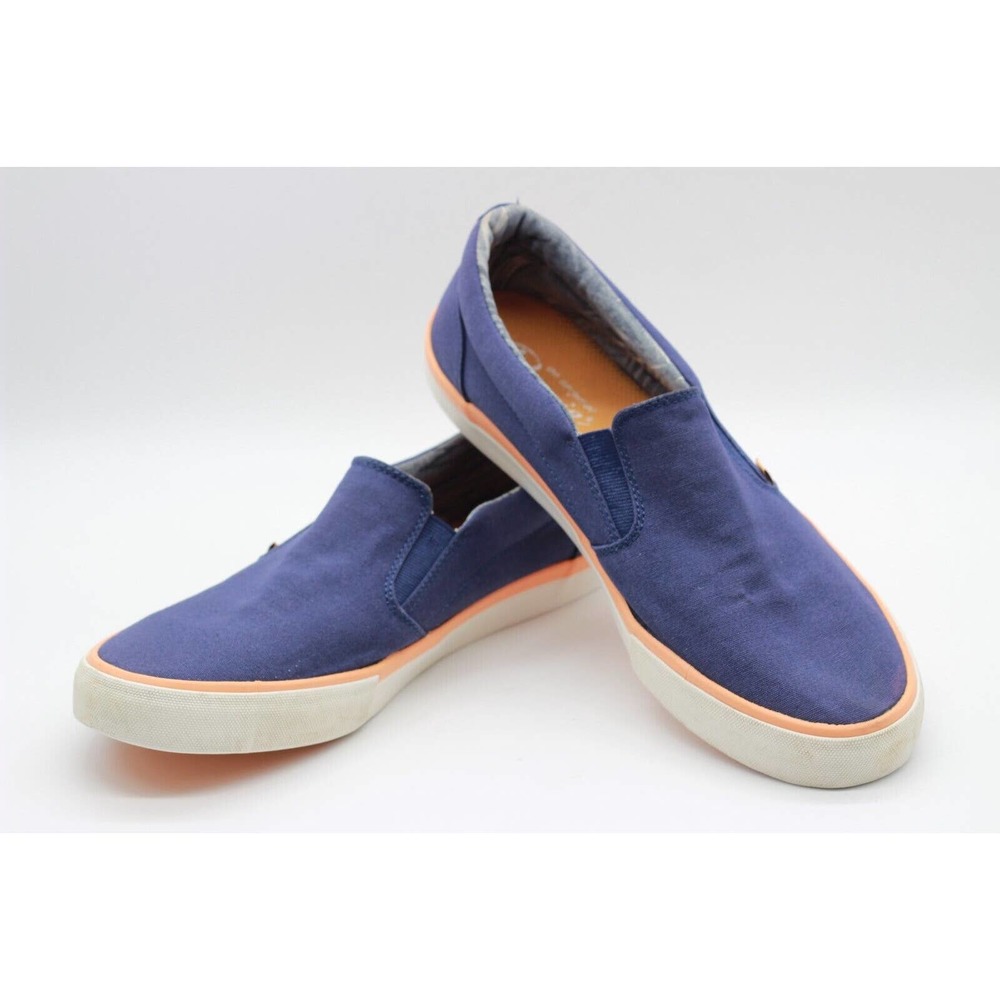 Original Penguin MILTON Cotton Navy/Orange/White Slip On Sneakers Size 11.5
